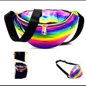 Rainbow Color Fanny Pack with Black Strap